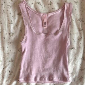 Skims Pink Ribbed Tank Top